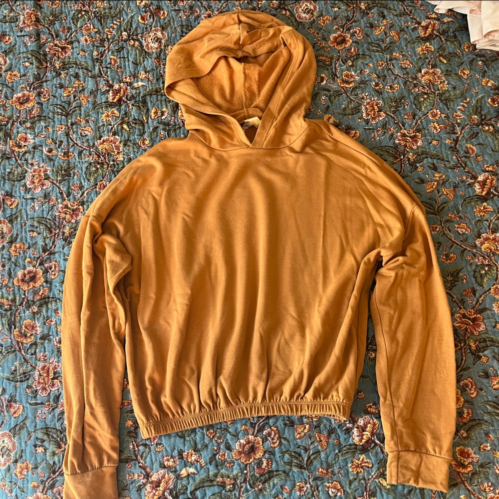 Soft Gold Cropped Hoodie